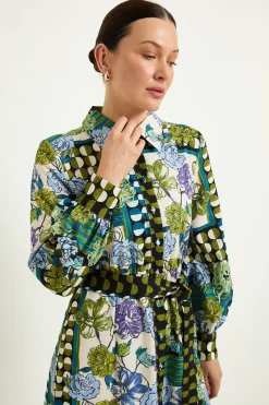 Robe Chemise Décontractée À Motif Floral Mixte