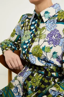 Robe Chemise Décontractée À Motif Floral Mixte