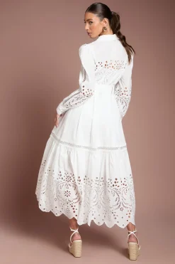 Robe Chemise À Détails De Dentelle Étagée
