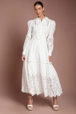 Robe Chemise À Détails De Dentelle Étagée