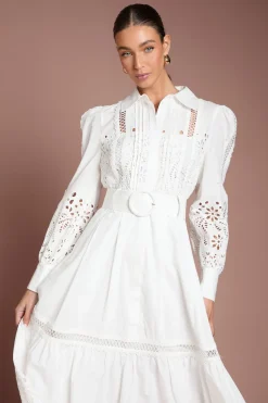Robe Chemise À Détails De Dentelle Étagée