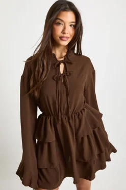 Robe chemise à détails de poches martelées