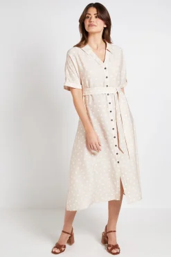 Robe Chemise D'été À Pois Avec Boutons