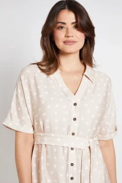 Robe Chemise D'été À Pois Avec Boutons