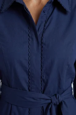 Robe Chemise En Coton Avec Détails En Dentelle