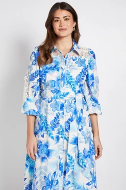 Robe Chemise En Coton À Détails Floraux Ajourés