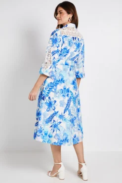 Robe Chemise En Coton À Détails Floraux Ajourés