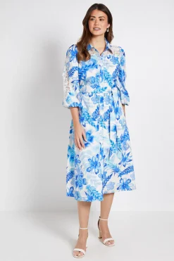 Robe Chemise En Coton À Détails Floraux Ajourés