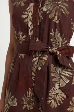 Robe Chemise En Coton À Imprimé Palmier D'été