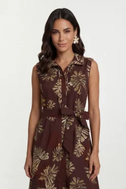 Robe Chemise En Coton À Imprimé Palmier D'été