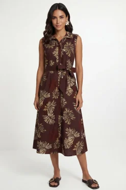 Robe Chemise En Coton À Imprimé Palmier D'été