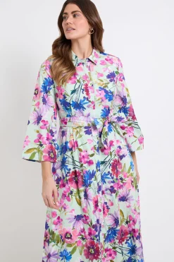 Wallis Robe Chemise En Coton À Motif Floral<Femme Robes Mi-Longues|Robes À Manches Longues