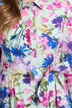 Wallis Robe Chemise En Coton À Motif Floral<Femme Robes Mi-Longues|Robes À Manches Longues