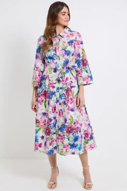 Wallis Robe Chemise En Coton À Motif Floral<Femme Robes Mi-Longues|Robes À Manches Longues