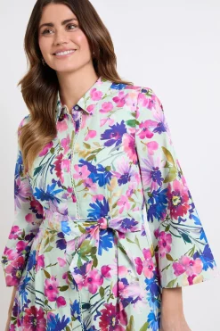 Wallis Robe Chemise En Coton À Motif Floral<Femme Robes Mi-Longues|Robes À Manches Longues