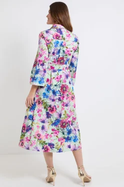 Wallis Robe Chemise En Coton À Motif Floral<Femme Robes Mi-Longues|Robes À Manches Longues