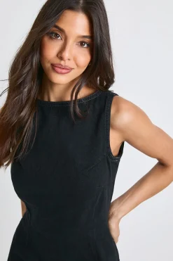 boohoo Robe chemise en denim basique<Femme Denim|Denim