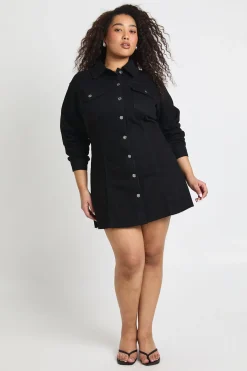 boohoo Robe Chemise en Denim Grande Taille<Femme Denim|Denim