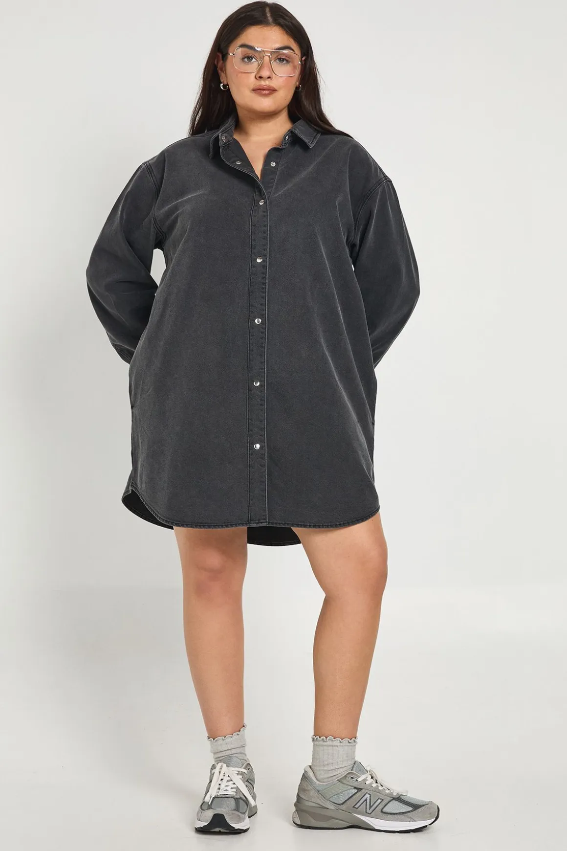 Robe Chemise En Denim Oversize Grande Taille