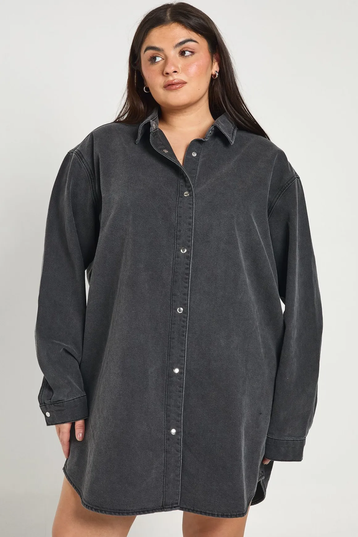 Robe Chemise En Denim Oversize Grande Taille