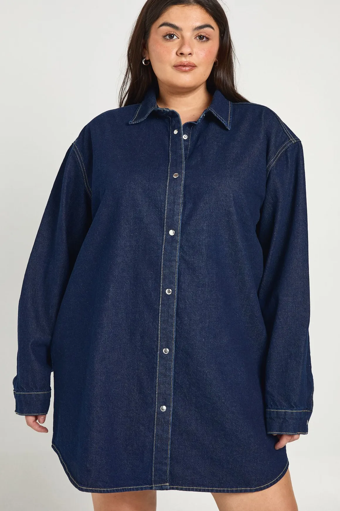 Robe Chemise En Denim Oversize Grande Taille