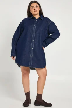 Robe Chemise En Denim Oversize Grande Taille
