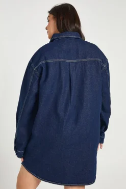 Robe Chemise En Denim Oversize Grande Taille