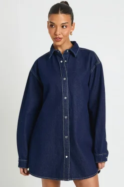 Robe Chemise En Denim Oversize