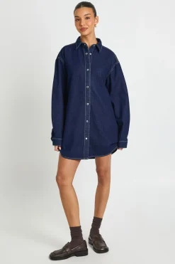 Robe Chemise En Denim Oversize