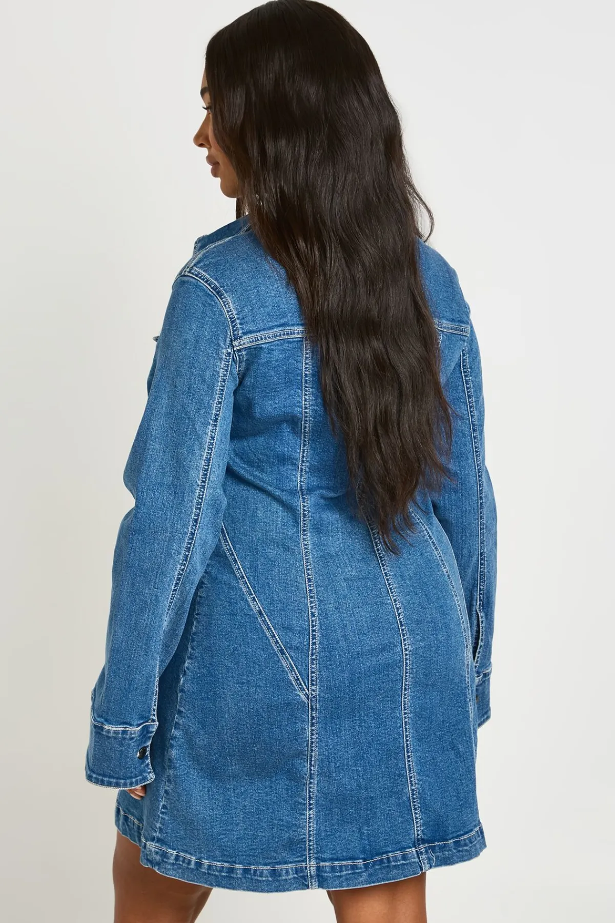 boohoo Robe chemise en denim à zip grande taille<Femme Denim|Denim