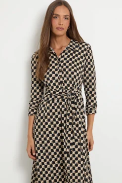 Robe Chemise En Jersey À Motif Géométrique Avec Ceinture À Nouer