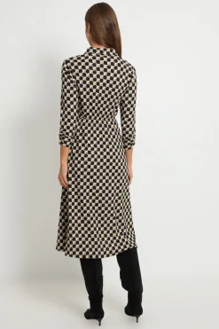 Robe Chemise En Jersey À Motif Géométrique Avec Ceinture À Nouer
