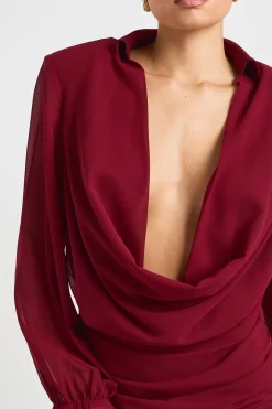 Robe Chemise en Mousseline à Col Bénitier