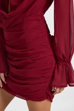 Robe Chemise en Mousseline à Col Bénitier