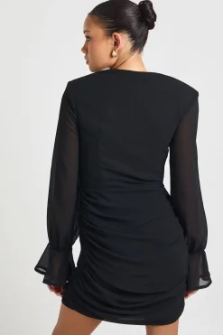 boohoo Robe Chemise en Mousseline à Col Bénitier<Femme Robes À Manches Longues|Robes