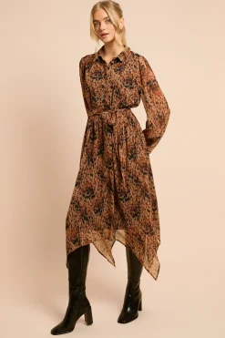 Robe Chemise En Mousseline Imprimée À Motif Animal Neutre Avec Ourlet Mouchoir