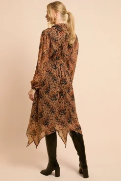 Robe Chemise En Mousseline Imprimée À Motif Animal Neutre Avec Ourlet Mouchoir