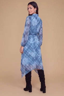 Robe Chemise En Mousseline Imprimée À Ourlet Mouchoir Petite Taille