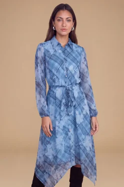 Robe Chemise En Mousseline Imprimée À Ourlet Mouchoir Petite Taille
