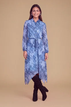 Robe Chemise En Mousseline Imprimée À Ourlet Mouchoir Petite Taille