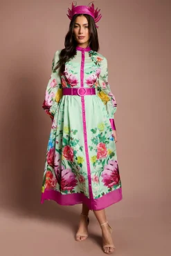 Robe Chemise En Organza Imprimé Lisa Tan
