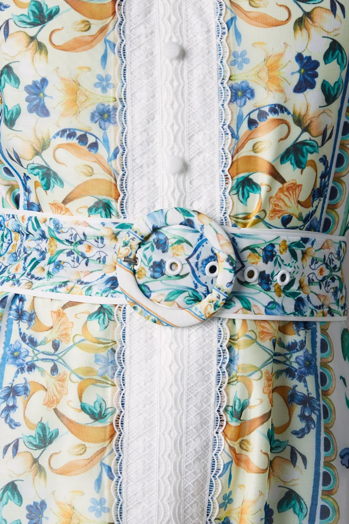 Robe Chemise en Organza Imprimé à Bordures