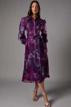 Robe Chemise en Organza Imprimé
