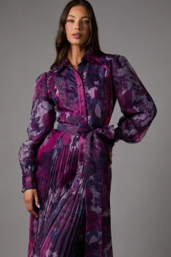 Robe Chemise en Organza Imprimé
