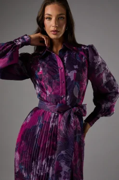 Robe Chemise en Organza Imprimé