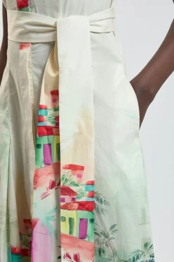 Robe Chemise En Satin De Coton À Imprimé Paysage