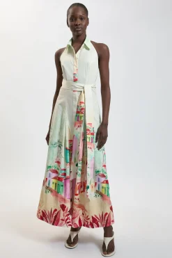 Robe Chemise En Satin De Coton À Imprimé Paysage