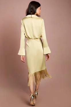 Robe Chemise En Satin À Franges