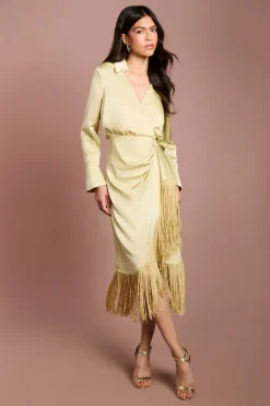 Robe Chemise En Satin À Franges