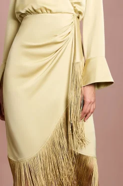 Robe Chemise En Satin À Franges